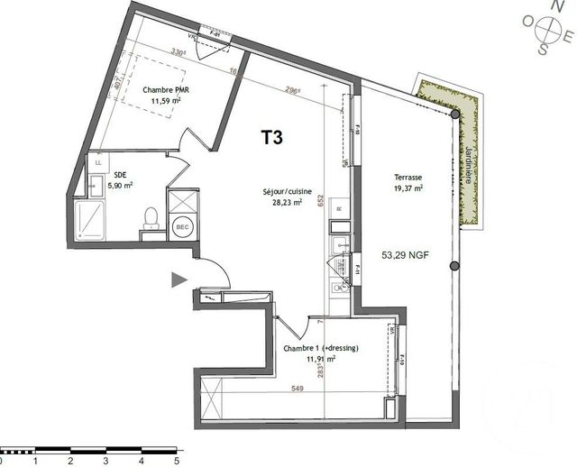 Appartement F3 à vendre - 3 pièces - 57.63 m2 - MONTPELLIER - 34 - LANGUEDOC-ROUSSILLON - Century 21 Via Domitia